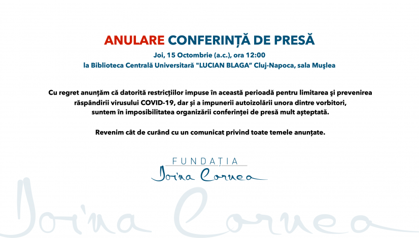 Anulare conferință de presă - Fundația Doina Cornea